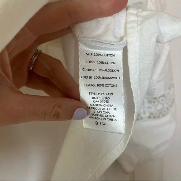 Anthropologie Eri + Ali White Blouse Peasant Long Sleeve Size Small Cotton - Picture 6 of 7